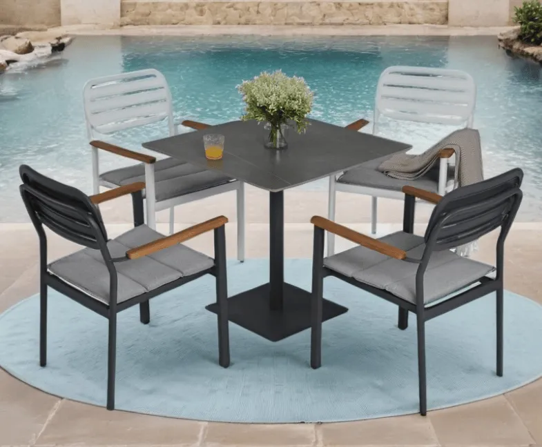 5- pezzo da pranzo e set di sedie per esterni quadrati